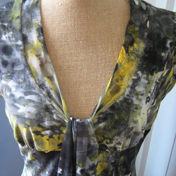 Joseph Ribkoff | Yellow and Grey Midi Dress | Size 12 - Picture 4 of 5